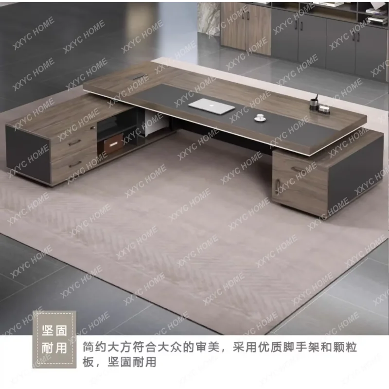 HH Reception L Shape Office Desk Aesthetic Luxury Black Executive Computer Desk Workstations Study Mesa Escritorio