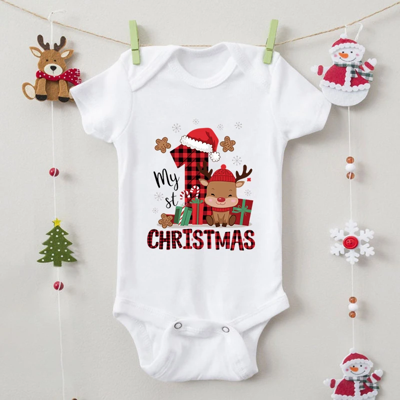 Newborn Baby Autumn Bodysuits Cartoon Elk Deer \