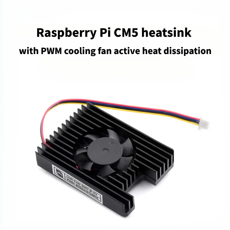 Raspberry Pi CM5 Aluminum Heatsink With PWM Cooling Fan 4‑Pin 5V 3007 Active heat dissipation