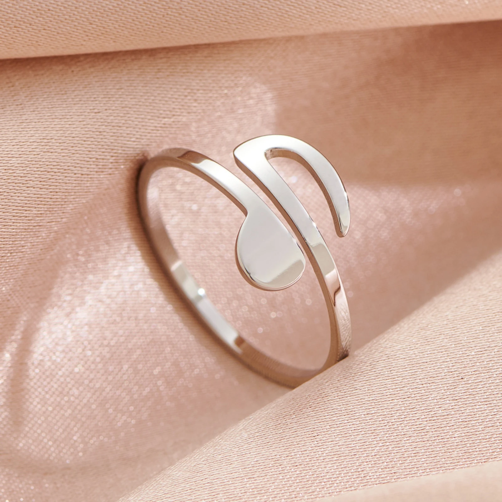 Einfacher Musiknoten-Ring für Damen und Herren, verstellbarer Ring aus Edelstahl, Schmuck, Geschenk – Detail 3