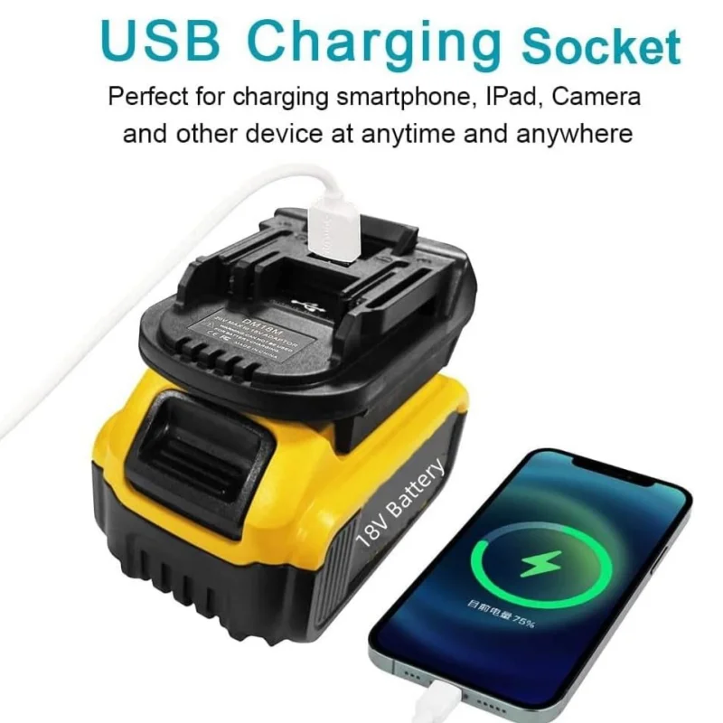 DM18M Lithium Battery Adapter for Dewalt To for Makita 18V BL1830 BL1840 BL1850 Power Tools Convert with USB Charging Port view 2