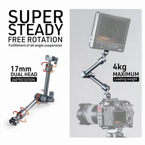 Imagen 2 del producto LEAPLIGHT Brazo Mágico de Gran Tamaño con Doble Cabezal Multifunción para Monitor, Cámara, Teléfono, Trípode, Soporte de Extensión para Jaula de Cámara