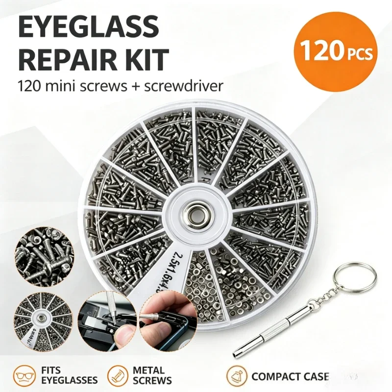 Kit de 120 Piezas de Mini Tornillos y Tuercas Pequeñas para Reparación de Gafas, M1 M1.2 M1.4 M1.6, Reparación Electrónica