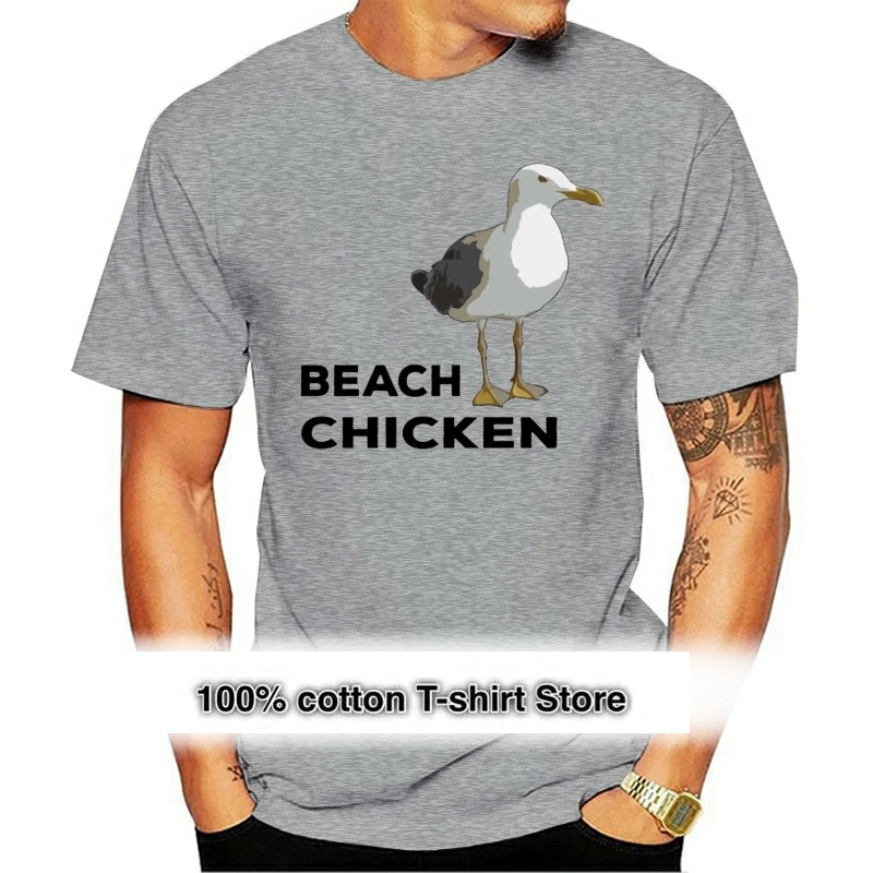 Beach Chicken Tshirt Funny Seagull Shirt Beach Slang Sea Gull Humor Gag Gift Nj Men Homme 2024 for Tall and Big Men T Shirts