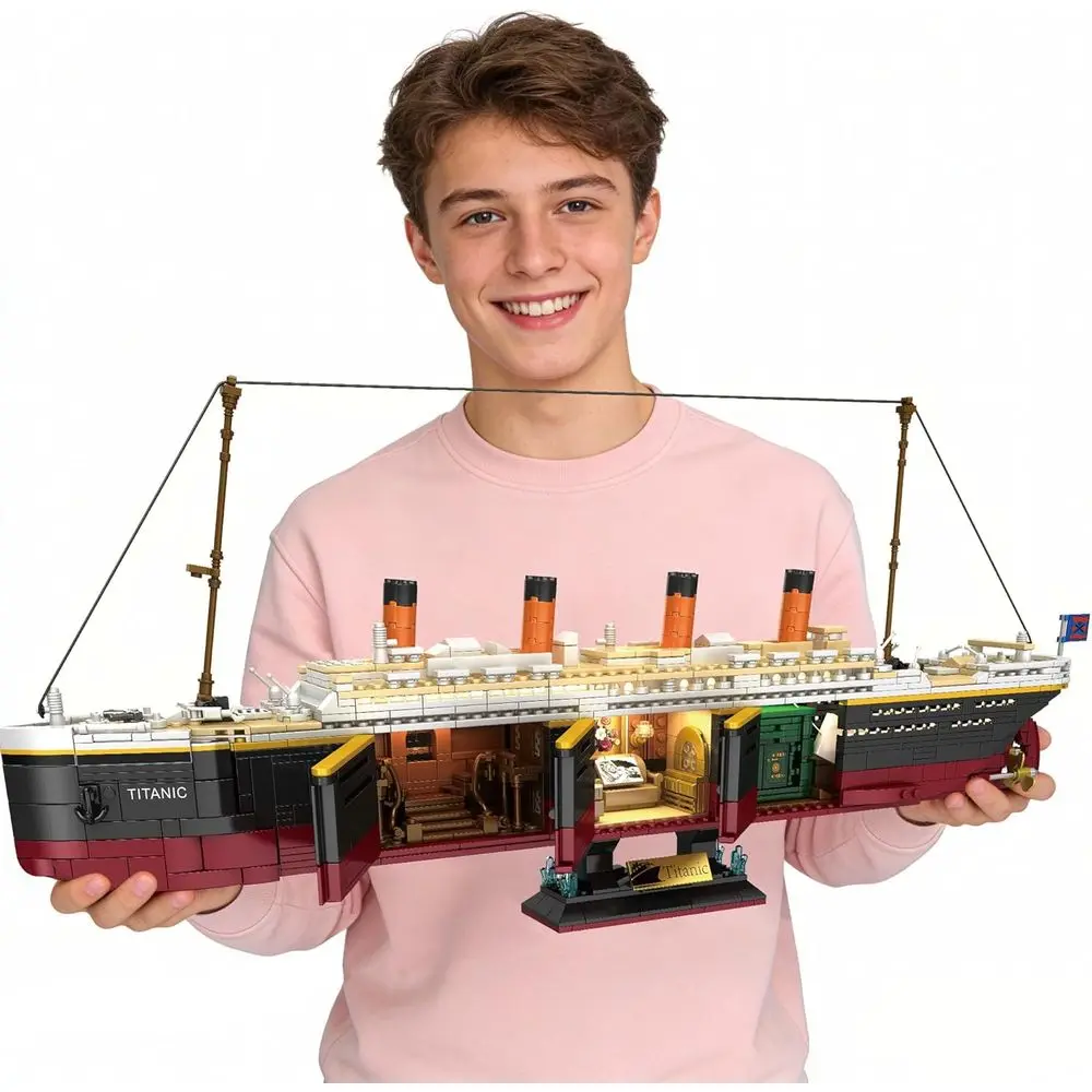 2288ピースのタイタニック号模型キット、氷河の風景と照明付きストリップ付き、あらゆる年齢層に最適