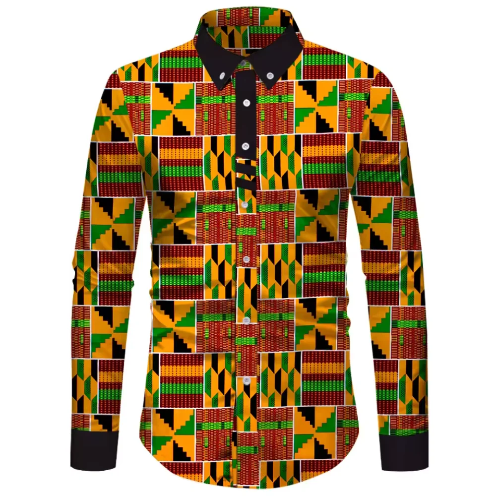 

Африканская рубашка-дашики больших размеров для мужчин из дышащей хлопковой ткани, весенне-летняя, для вечеринок, свадеб, модная, с длинными рукавами