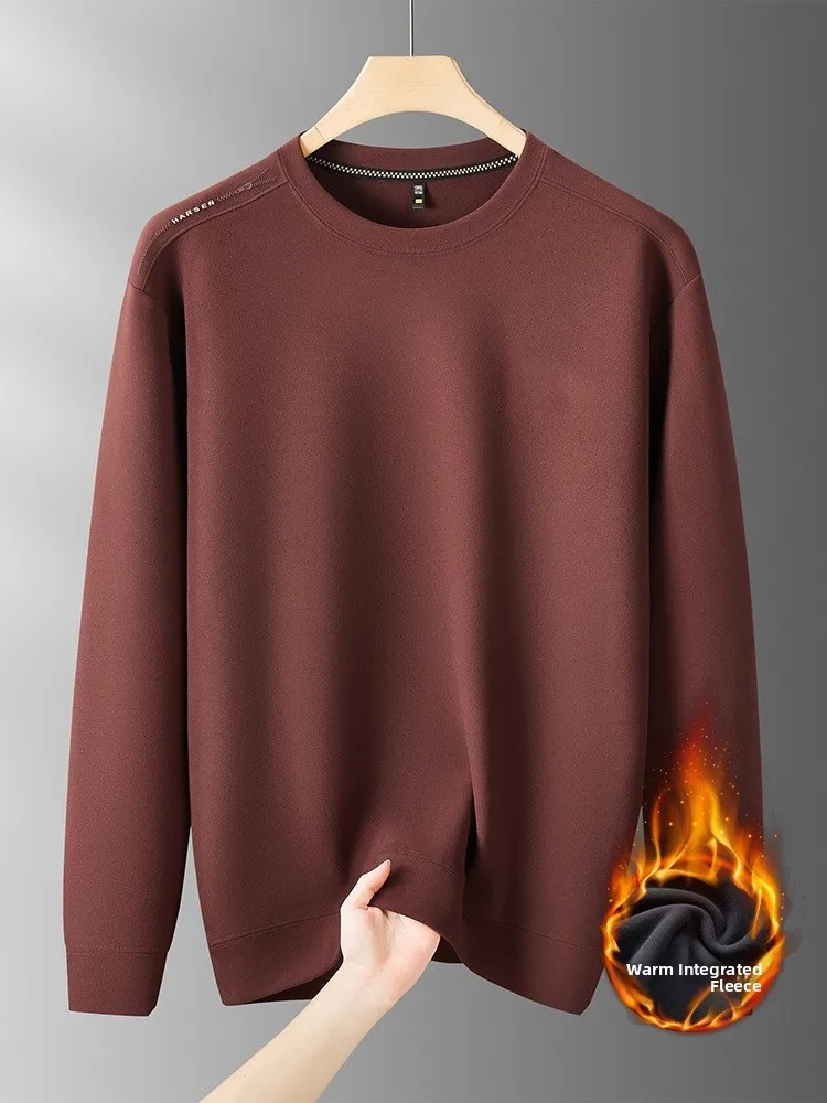 

Мужской длинный свитшот Fce на подкладке, свободный крой, круглый, Ne, большие размеры, теплая основа, повседневная удобная одежда из полиэстера...