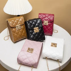 New Lock Buckle Women's Bag Mini Casual Small Square Bag One Shoulder Crossbody Bag Chain Mobile Phone Bag Small Bag