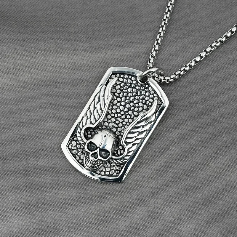

Men's Fashion Skull Head Stainless Steel Hanging Tag， Trendy Stainless Steel Pendant， Men's Necklace