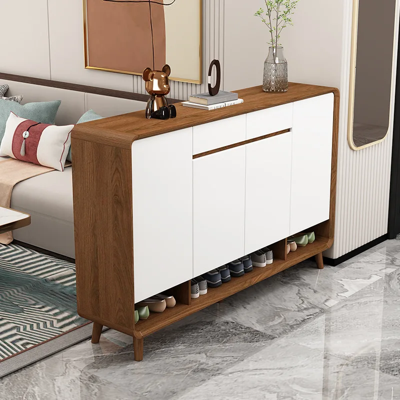 2024 new shoe cabinet household door simple locker entrance foyer cabinet solid wood color partition porch cabinet Nordic