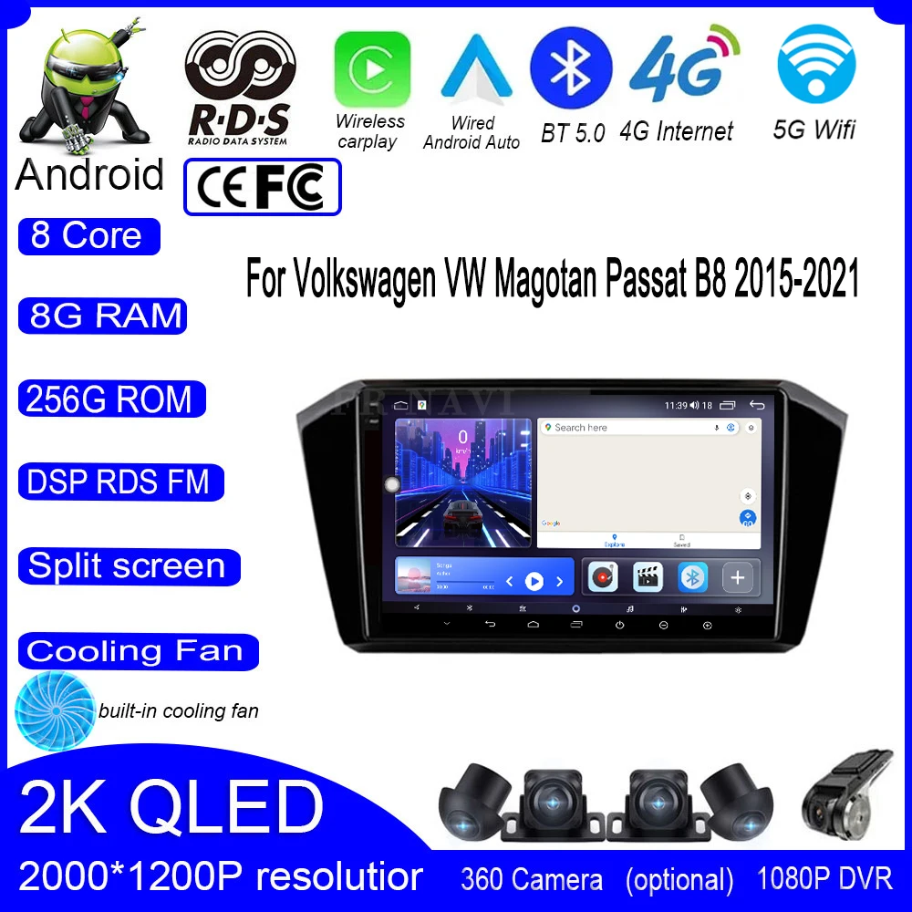 

9 lnch Android 14 For Volkswagen VW Magotan Passat B8 2015-2021 4G DSP IPS Car Multimedia Player Video GPS Navigation Carplay