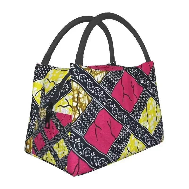 

Kizomba Samakaka Ankara Print Insulated Lunch Bag for African Pattern Wax Design Cooler Thermal Bento Box Office Picnic Travel