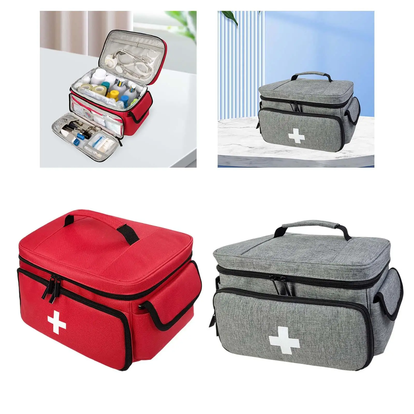 Travel First Aid Bag Emergency Organizer Portable Lockable Adjustable Strap Pill Bottle Organizer for Office Car