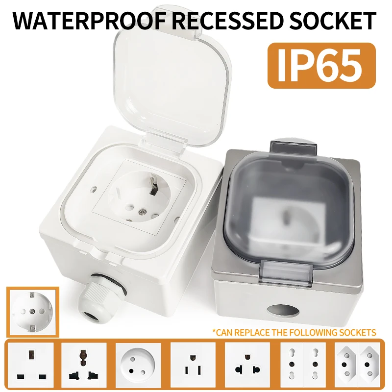 

IP65 Водонепроницаемая наружная электрическая коробка Универсальный монтаж (поверхность/подлицо) Распределительная коробка для ванной комнаты, кухни, устойчивая к атмосферным воздействиям DIY