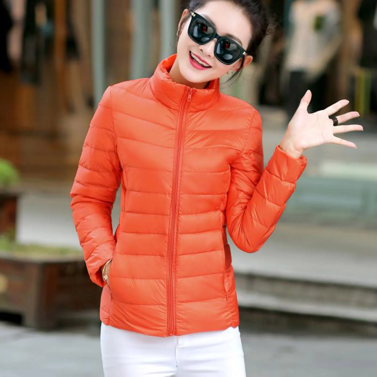 Women Short Puffer Jacket 2024 New Fashion Stand Collar Lightweight Water-Resistant Packable Female Down Parka Casual Coat