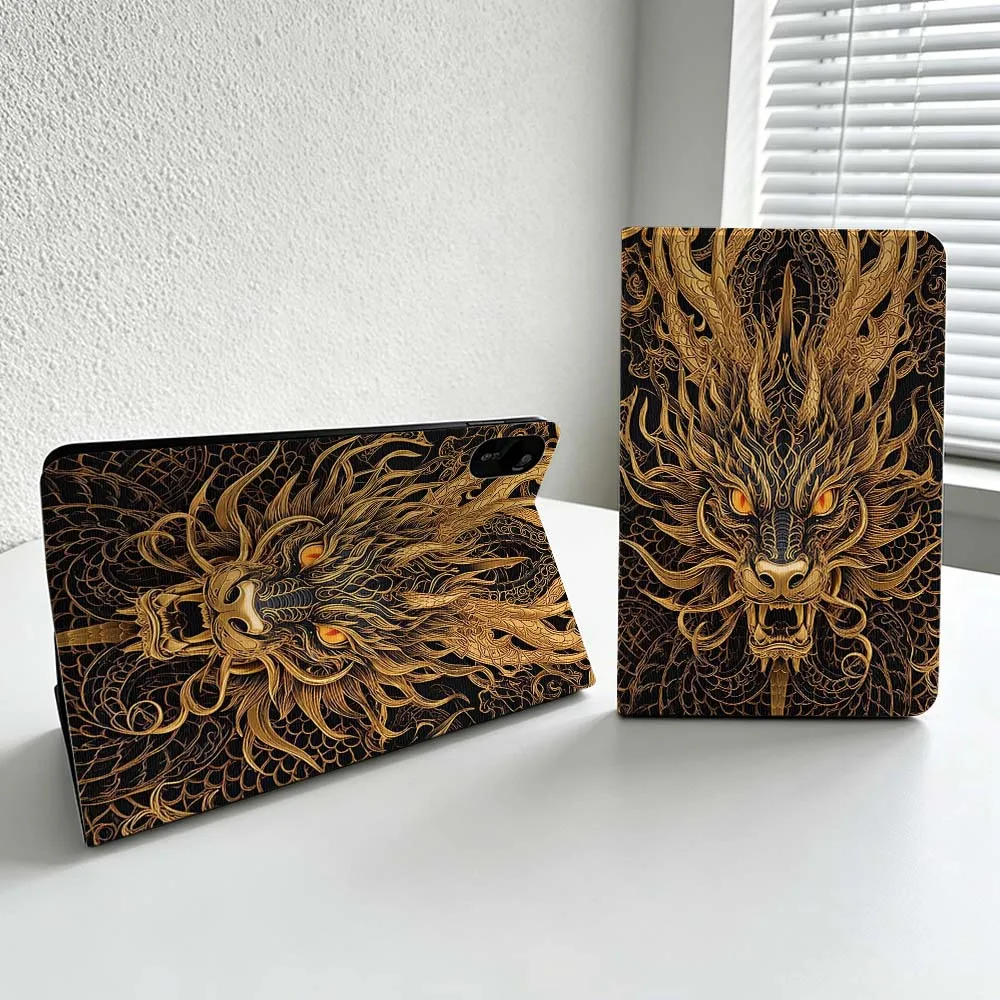 Golden Dragon Head Art Cover For Xiaomi Redmi Mi Pad 8 7 6 5 4 2 SE K Pro Max Ultra Poco Pad Soft Inch Tablet Case