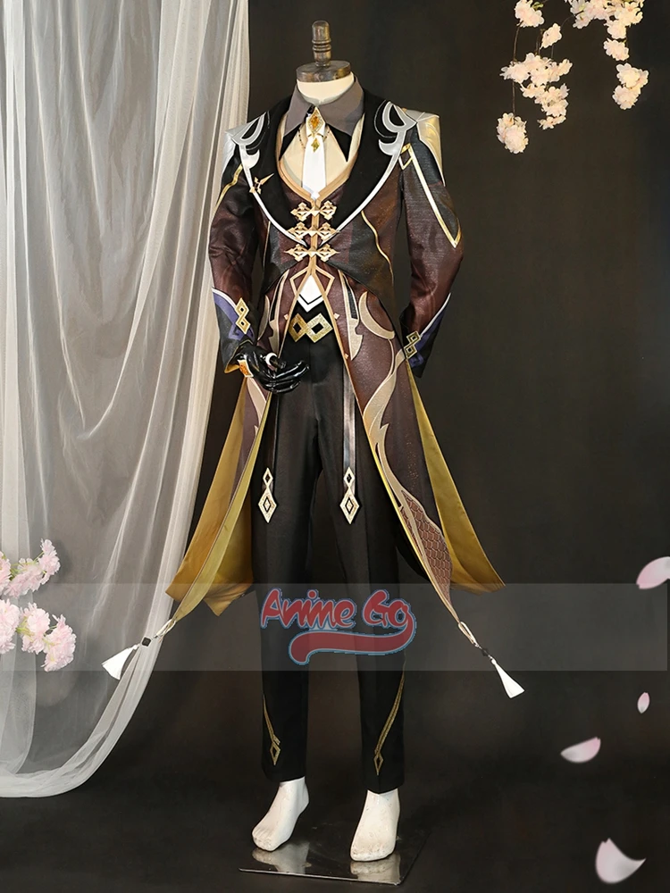 Zhongli Genshin Impact Cosplay Morax Zhong Li Kostuum Mannen Spel Rollenspel Uniform Outfits C02946-AA