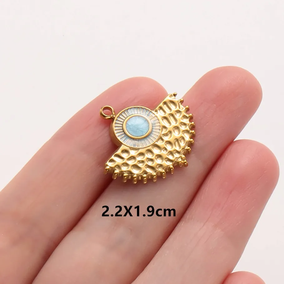 6 Stück Großhandel Blaue Emaille Sonne Mond Stern Anhänger Wicca Zubehör Edelstahl Charms für Schmuckherstellung Halskette Taschenanhänger – Detail 13