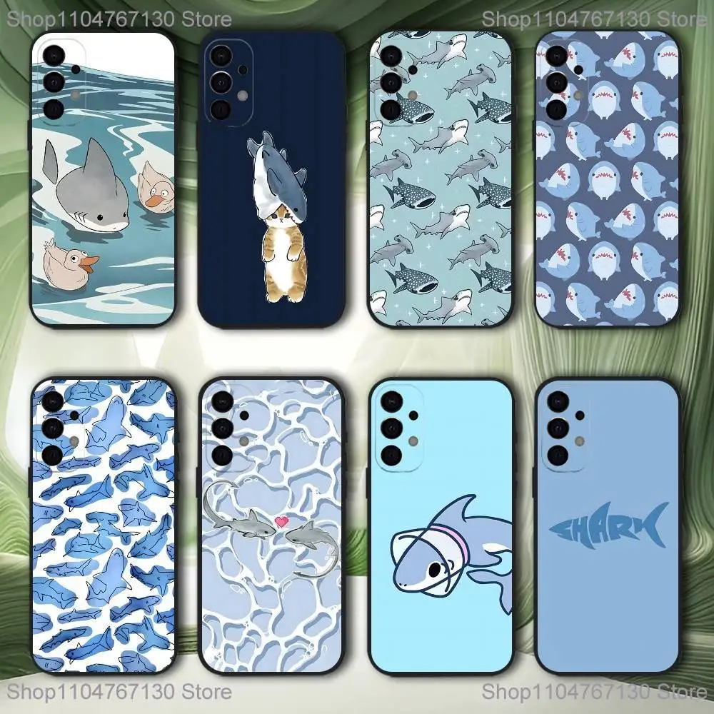 

Cute Cartoon Blue Shark Phone Case For Samsung S25,S24,S21,S22,S23,S30,Ultra,S20,Plus,Fe,Lite,5G Black Cover