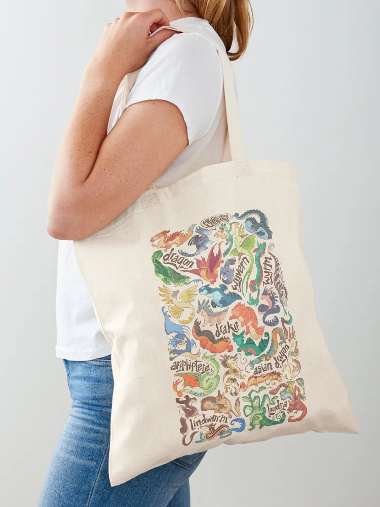 

Mini dragon compendium Tote Bag reusable grocery bags tote bag custom Women's handbag Handbags