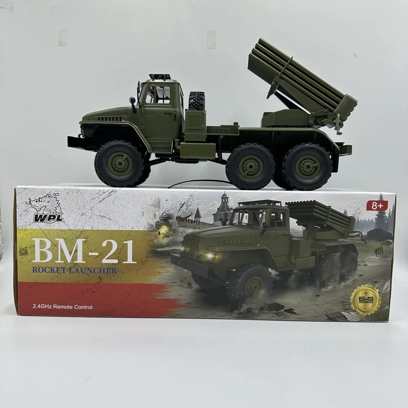 รถบรรทุกทหารบังคับวิทยุ WPL B36-2 1:16 พร้อมปืนยิงจรวดโลหะ BM-21 Grad 6x6 เกียร์ 2 สปีด พร้อมไฟจำลองและระบบถอยหลัง