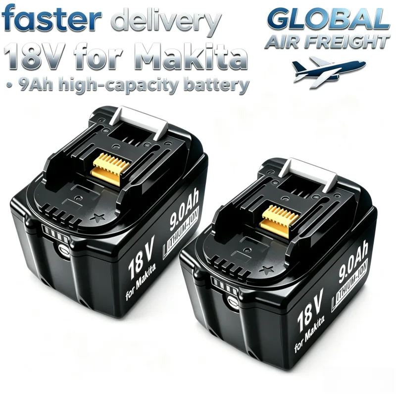 Nuova Batteria agli Ioni di Litio 18V ad Alta Capacità 9.0Ah per Trapano, Smerigliatrice e Sega Cordless Makita Bl1830B Bl1850B Bl1840 Bl1860 Bl1815 Lxt