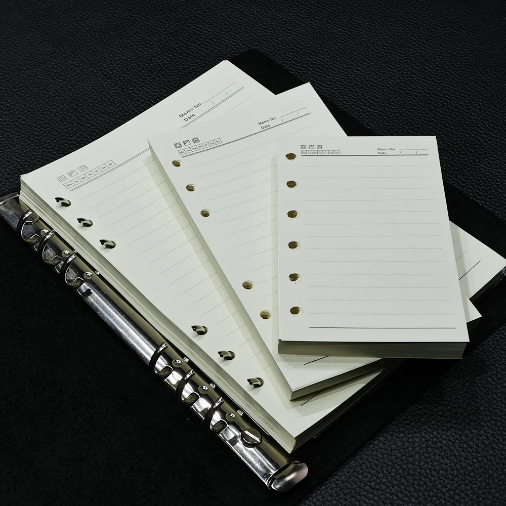 1 Pack A5/A6/A7 Refill Paper, 6 Holes Loose Leaf Paper, 6 Ring Refillable Binder Notebook Planner Diary