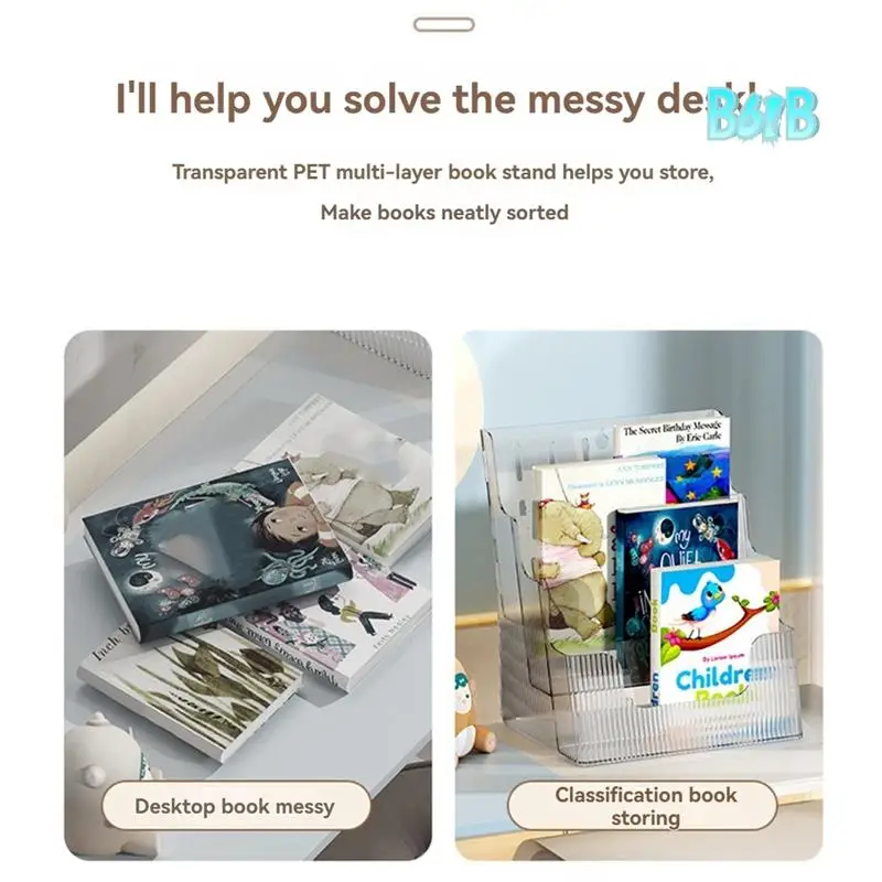 

A4 File Display Clear Storage Box Office A4 Single Layer Desktop File Sorter Pocket Booklet And Brochure Holder-B61B