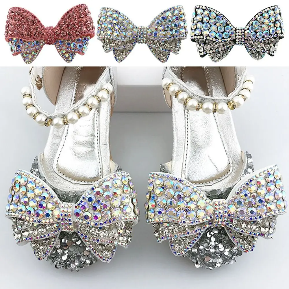 Luxury High Heels Shoes Bridal Wedding Party Crystal Decor Rhinestone Bowknot Bow Crystal Jewelry Shoe Flower Decorations