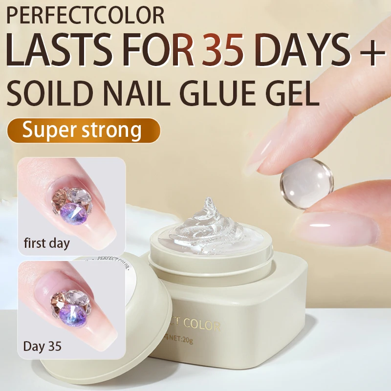 

ИДЕАЛЬНЫЙ ЦВЕТ Твердый клей-гель для ногтей для накладных кончиков, 20 г сильной адгезии для нажатия на кончиках ногтей, прозрачный твердый гель 3D-скульппинг