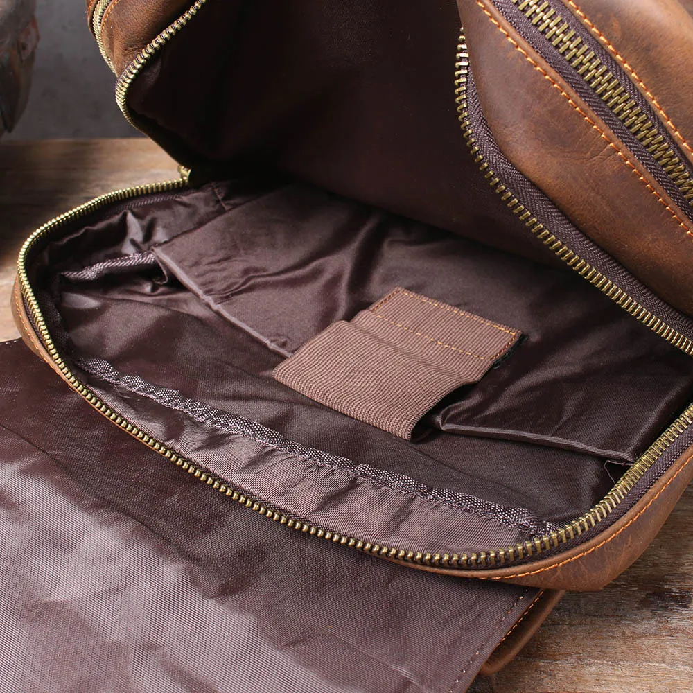S.WORKER Vintage Echtleder-Rucksack Laptop-Tasche Lässige Crazy-Horse-Leder Schultasche Outdoor-Reise-Weekender-Tasche – Detail 16