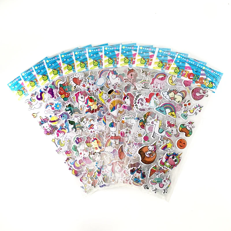 Cartoon Animal Stickers Unicorn Pattern Bubble Sticker for Kids Decor on Notebook 3D Sticker Doodle Toy Stickers