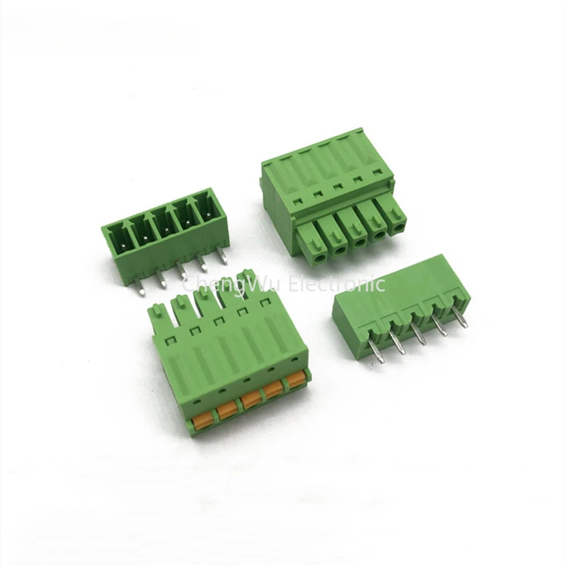 2sets KF15EDGKD/2EDGKD 2/3/4/5/6/7/8Pin 3.81mm Spring Plug-in Screwless Pluggable PCB Terminal Blocks Connector