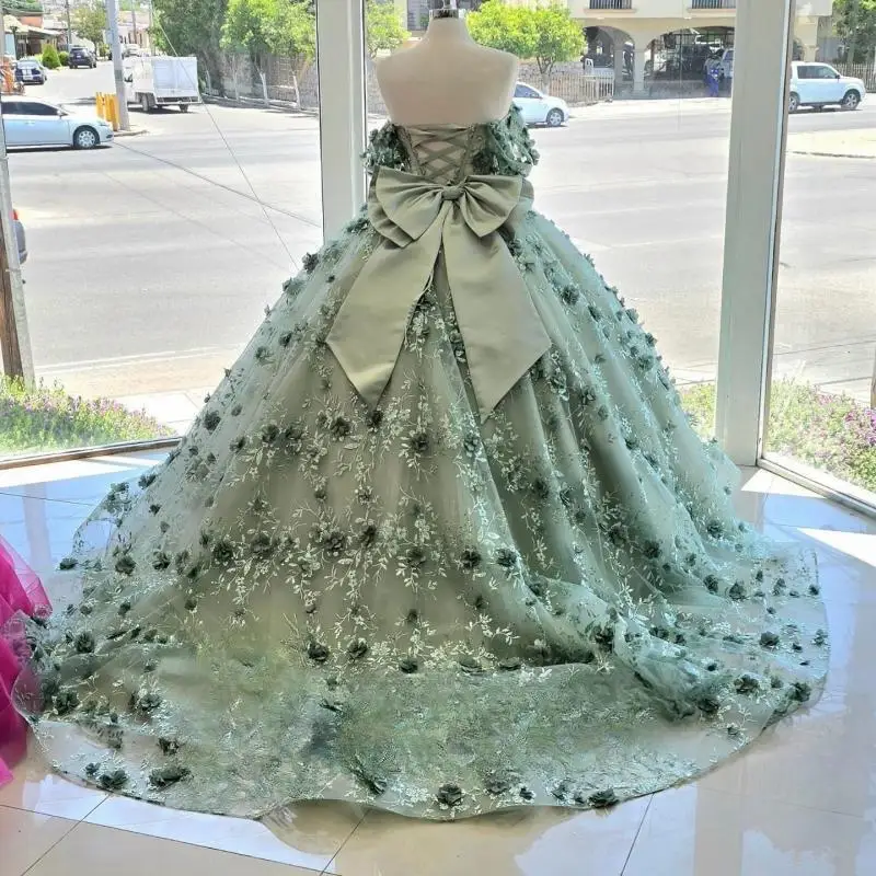 Valintimu-Robe de Quinceanera avec nœud à lacets, appliques glamour, hors de l'initiative, décolleté en cœur, robes de Quinceanera personnalisées, 15