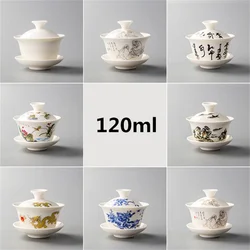 Traditional Chinese Gaiwan Ceramic Tea Cups, Tureen Lid Bowl, Saucer, Kung Fu Tea Cup, Teaware, Drop Shipping