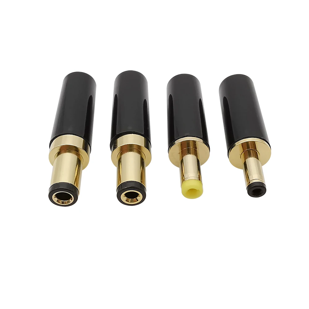 2Pcs DC Power Male Plug 5.5 x 2.5mm 5.5 x 2.1mm 4.0 x 1.7mm 3.5x1.35mm Adapter Connector Gold Plated DC Plug Soldering Wire DIY