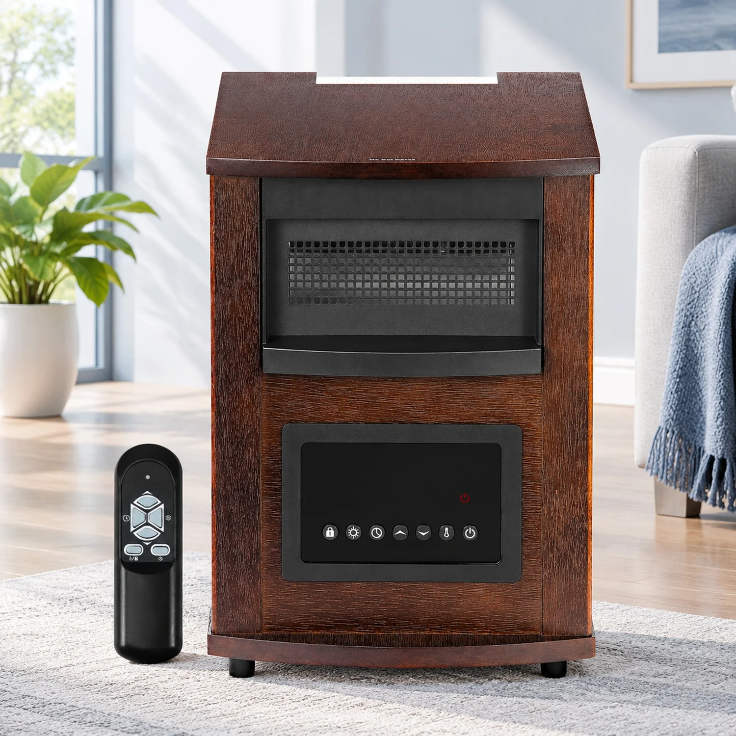 Infrared Heater, 1500W Electric Space with Remote Control, LED Screen & 24H Timer, Multiple Temperature Adjustable for Patio