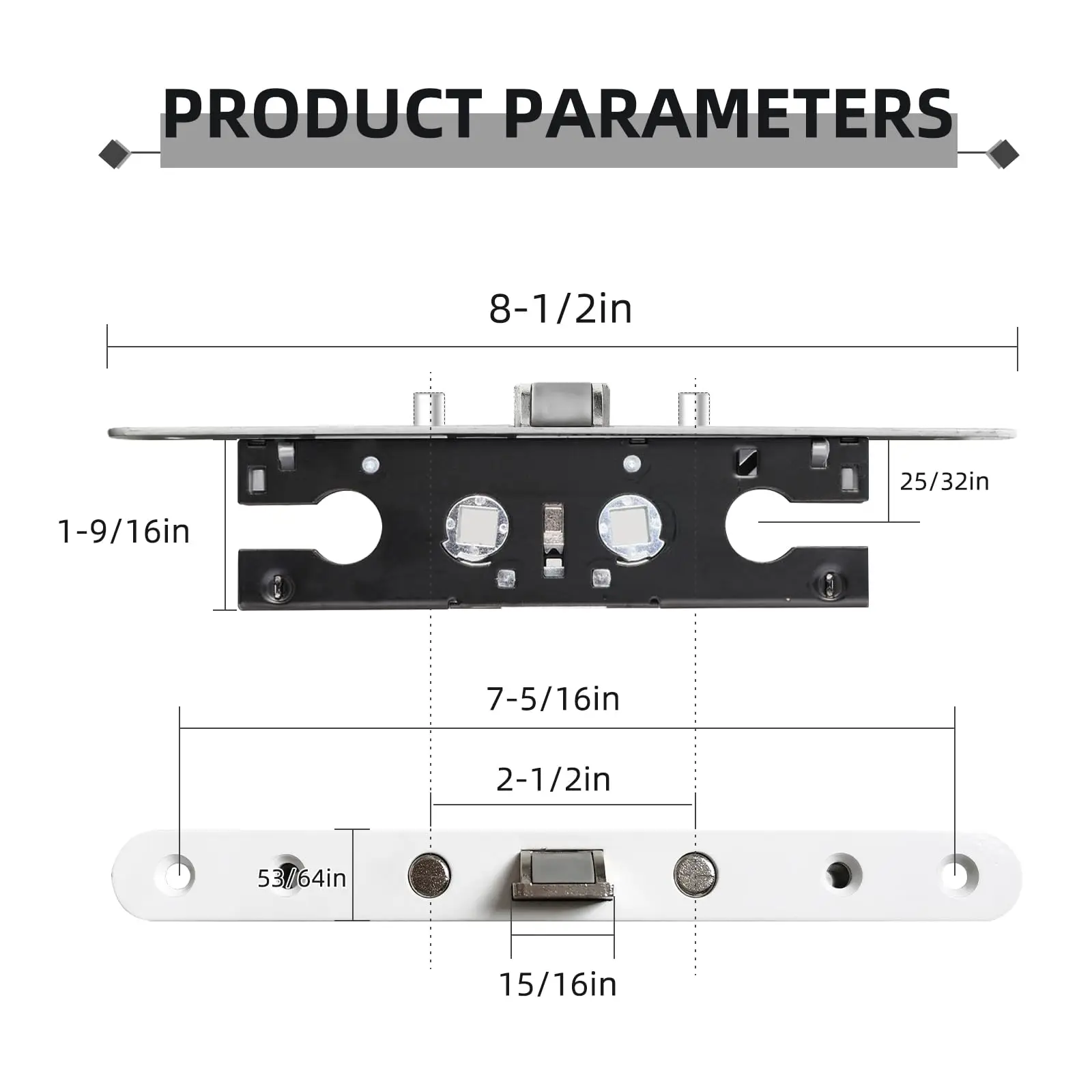 Zinc Alloy Lock Body Storm Door 2 Piont Mortise Lock Body Replacement Fit for Pella Storm Door Handle Set Part Door Hardware