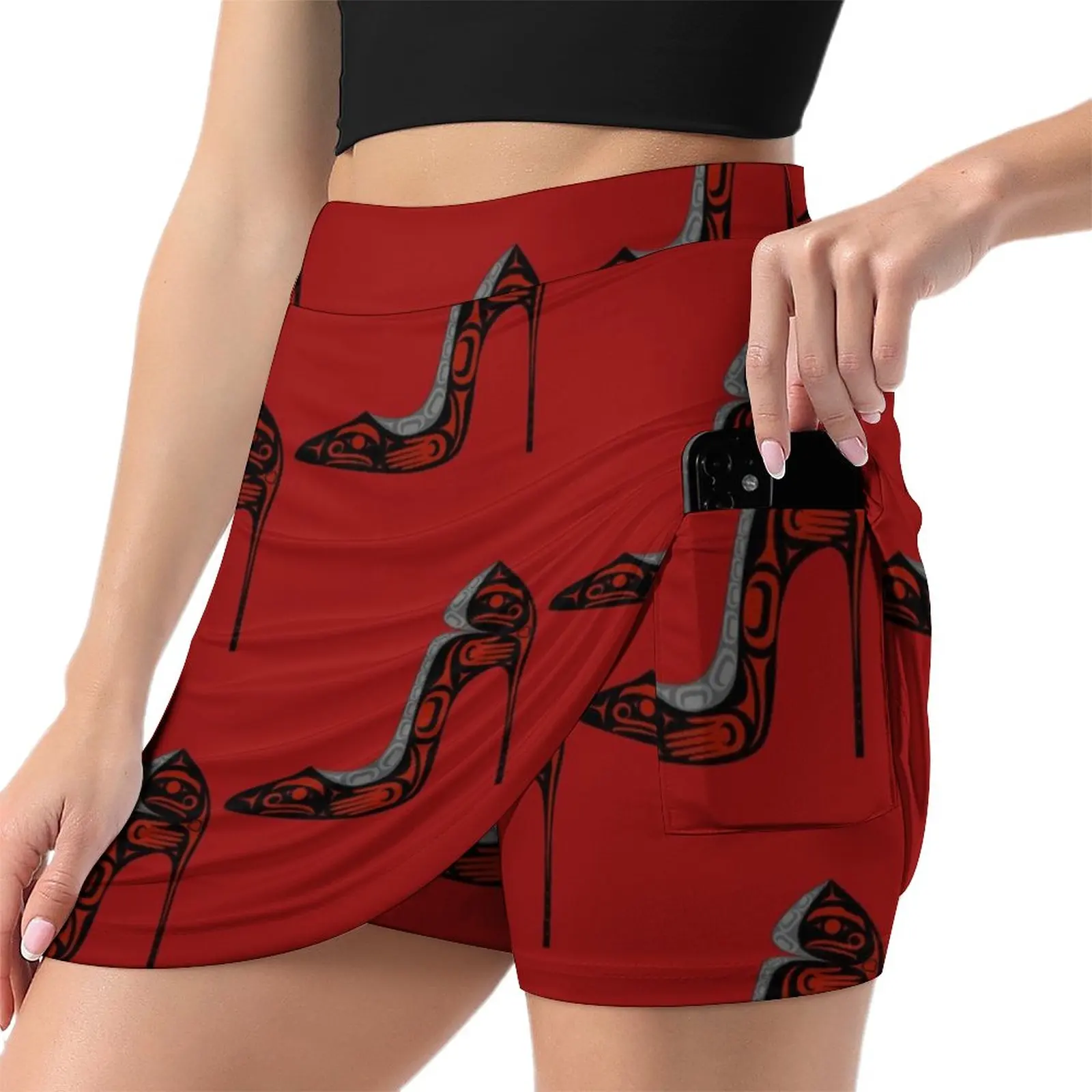 Stiletto Shoe - Red & Black Light Proof Trouser Skirt mini denim skirt skirt set womens clothing School uniform