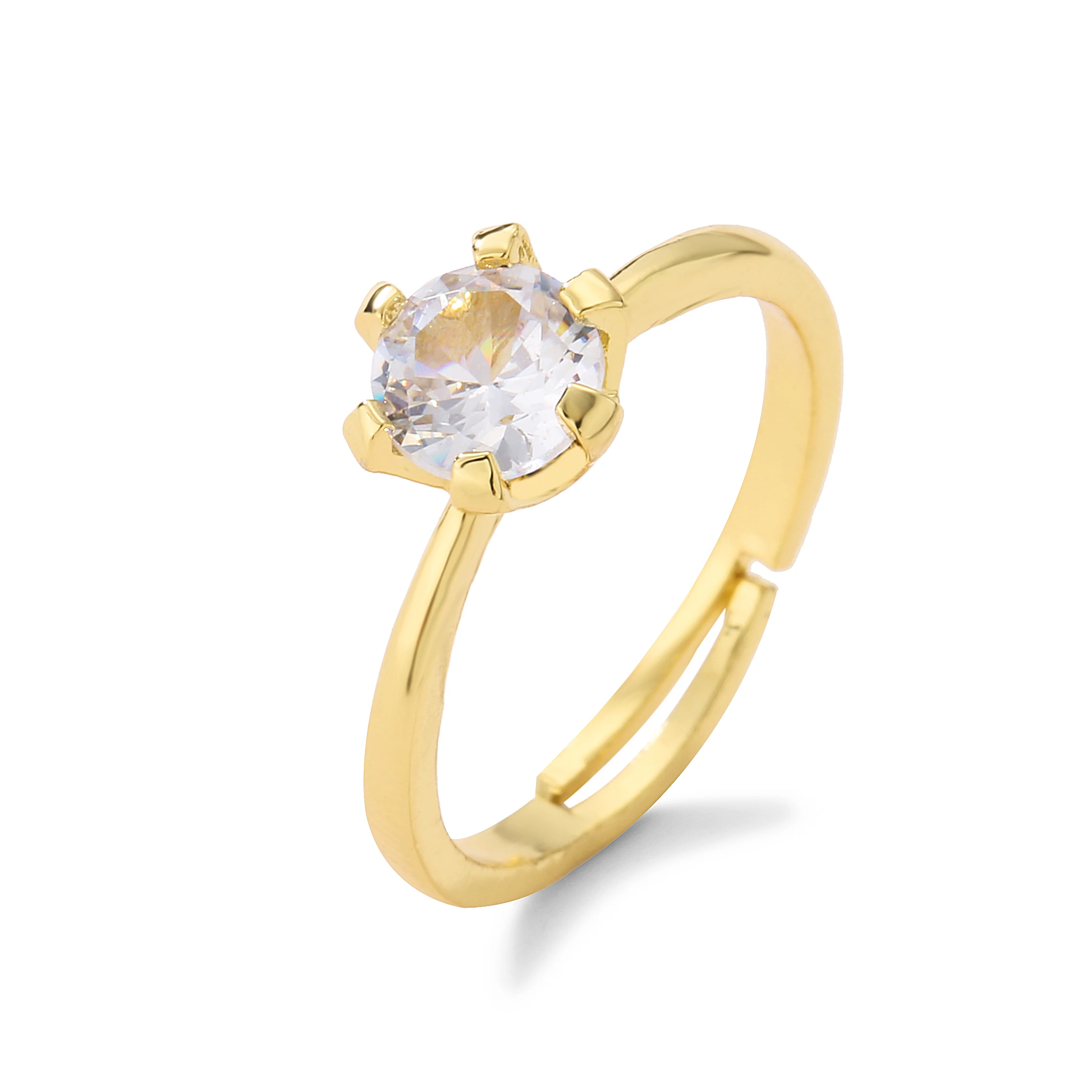 HECHENG,Half Jewel Round Diamond Ring Luxury Simple Copper Metal Wedding Ring 1 Piece