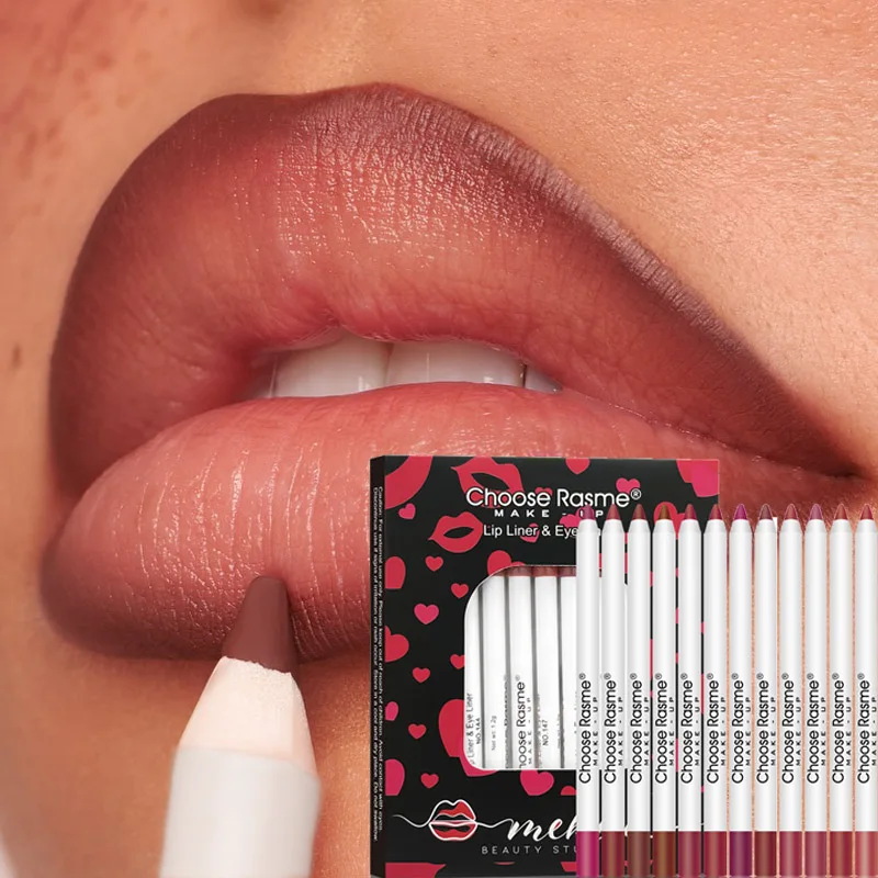 Lápiz labial mate Sexy de 12 colores, delineador de labios duradero resistente al agua, taza antiadherente, lápiz para contorno de labios, juego de maquillaje de belleza