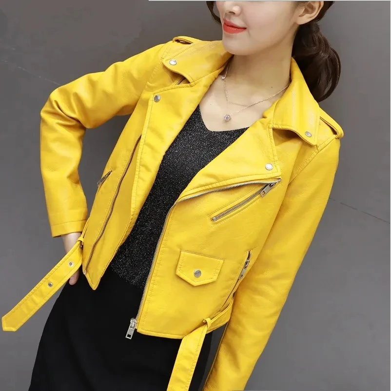 2024 New Slim Leather Jacket Ladies Short Small Coat primavera autunno inverno giacca femminile tuta da moto coreana personalità Top