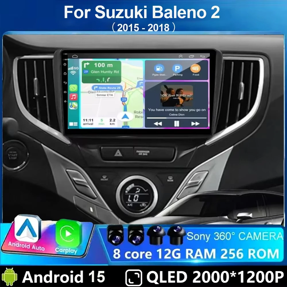 Android 15 Car Radio For Suzuki Baleno 2 2015 - 2018 Multimedia Video Player Navigaion QLED 2 Din Carplay Auto Head Unit GPS DSP