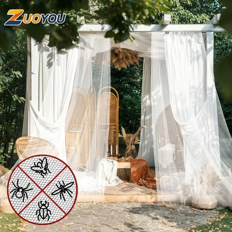 Outdoor Sheer Mosquito Net Curtains for Gazebo Patio Wedding Party Garden Pergola Decoration Privacy Insect Protection Drapes