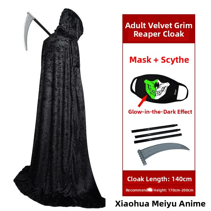 

Хэллоуин Коса Смерти Бархатный Плащ Маска Косплей Костюм Ролевая Опора Женский Традиционный Китайский Костюм Сценическая Одежда