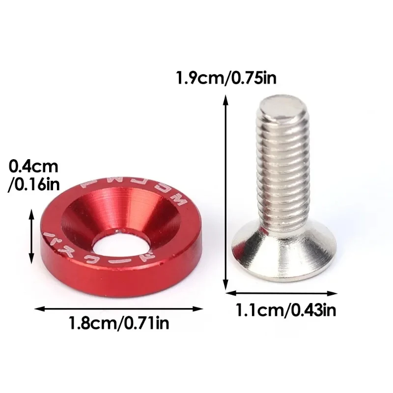 JDM-Arruelas M6 Parafuso Conjunto para Modificação Do Carro, Parafuso De Junta, Motor Amortecedor, Parafusos Côncavos De Alumínio, Prendedor Hex