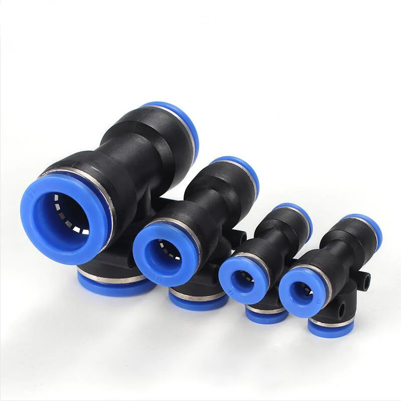 Pneumatic Fitting Air Connector Tube Quick Fittings Pipe Push In Hose E Type Tee Three Way 4mm 6mm 8mm PE PEG Plastic Connectors