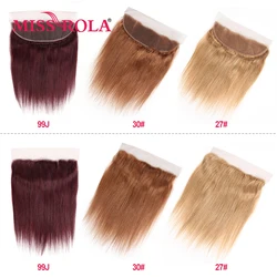 Miss Rola 13x4 Lace Frontal Closure Brazilian Remy Human Hair Ear To Ear Straight Hair Frontal Ombre Color With Baby Hair
