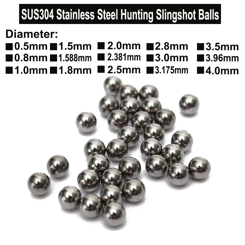 100Pcs 0.5/0.8/1/1.5/1.588/1.8/2/2.381/2.5/2.8/3/3.175/3.5/4mm High Precision SUS304 Stainless Steel Hunting Slingshot Balls