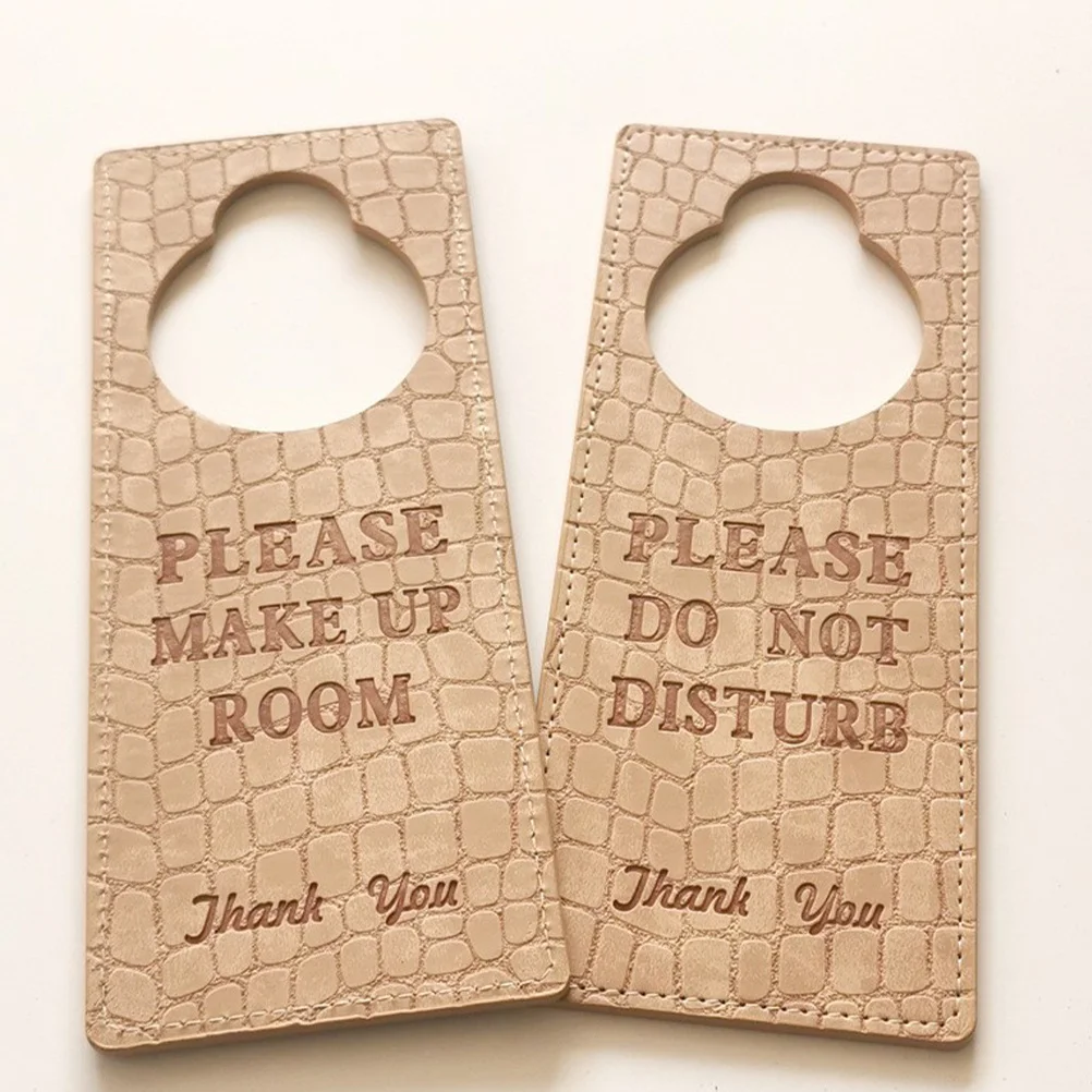 

2pcs Pu Double Sided Door Hanger Sign Please Do Not Disturb Please Make Up Room Hotel Hanging Indicator Decorative Plate